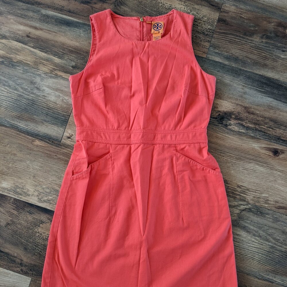 Tory Burch Coral Cotton sheath dress with pockets